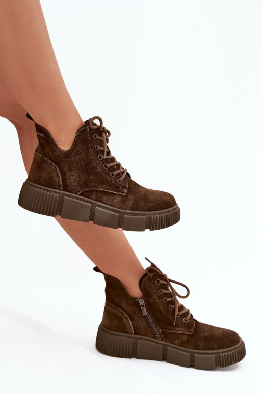 dalla pelle scamosciata scarpe con tacco basso da donna con una piattaforma Big Star SS274595 colore marrone dalla pelle scamosciata scarpe con tacco basso da donna con una piattaforma Big Star SS274595 colore marrone