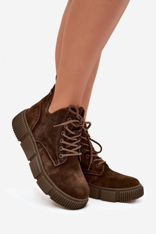 dalla pelle scamosciata scarpe con tacco basso da donna con una piattaforma Big Star SS274595 colore marrone dalla pelle scamosciata scarpe con tacco basso da donna con una piattaforma Big Star SS274595 colore marrone