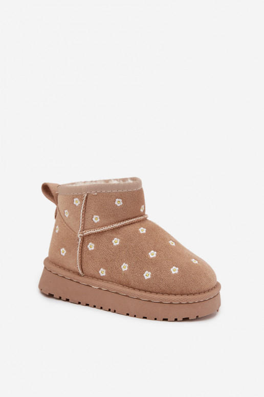 Stivali da neve Infantile Ozdobione con motivi florealiuszkami beige Gracina