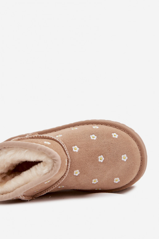 Stivali da neve Infantile Ozdobione con motivi florealiuszkami beige Gracina