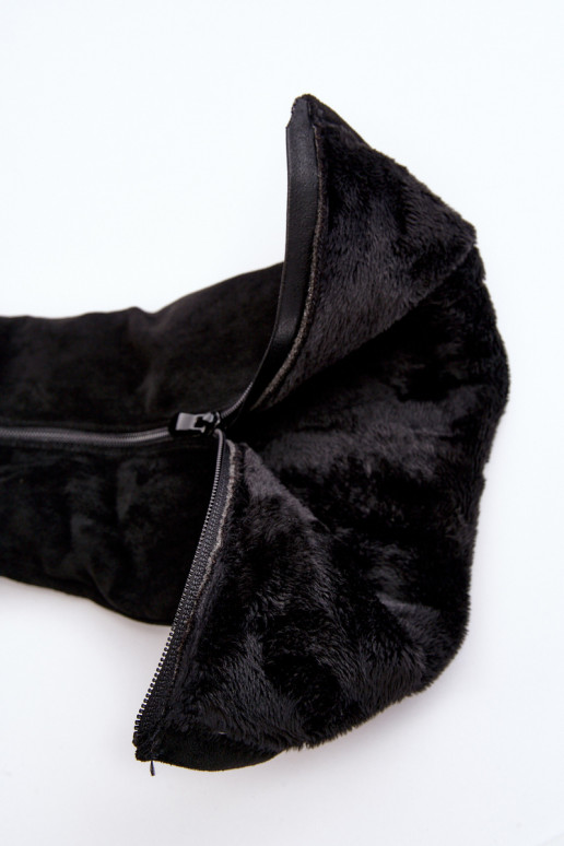 stivali da donna dalla pelle scamosciata con una piattaforma S.Barski HY53-8 colore nero