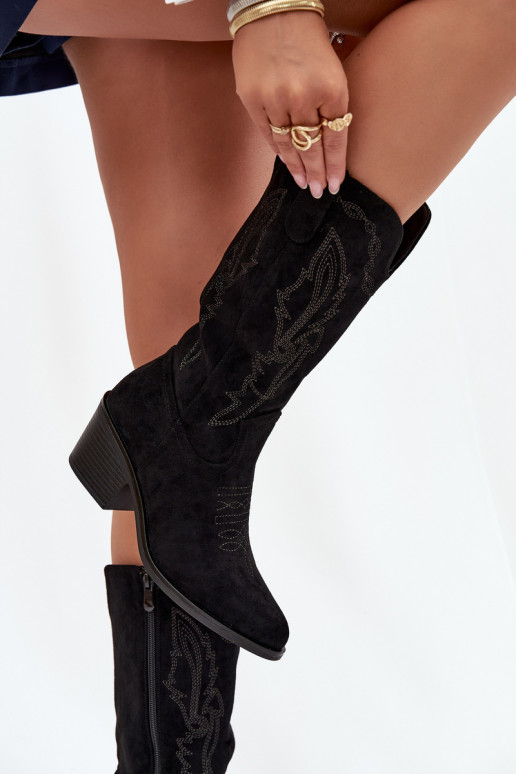 Stivali lunghi da donna in stile cowboy con tacco riscaldati Vinceza 16508 color nero Stivali lunghi da donna in stile cowboy con tacco riscaldati Vinceza 16508 color nero