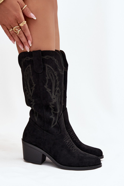 Stivali lunghi da donna in stile cowboy con tacco riscaldati Vinceza 16508 color nero Stivali lunghi da donna in stile cowboy con tacco riscaldati Vinceza 16508 color nero