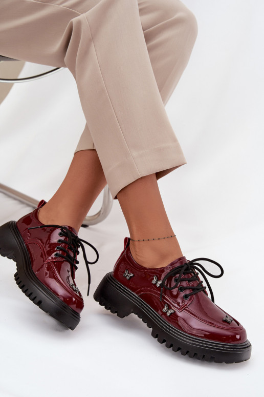 con effetto vernice Pelle scarpe FemminilePrzypinkami Artiker 57C0336 Borgogna