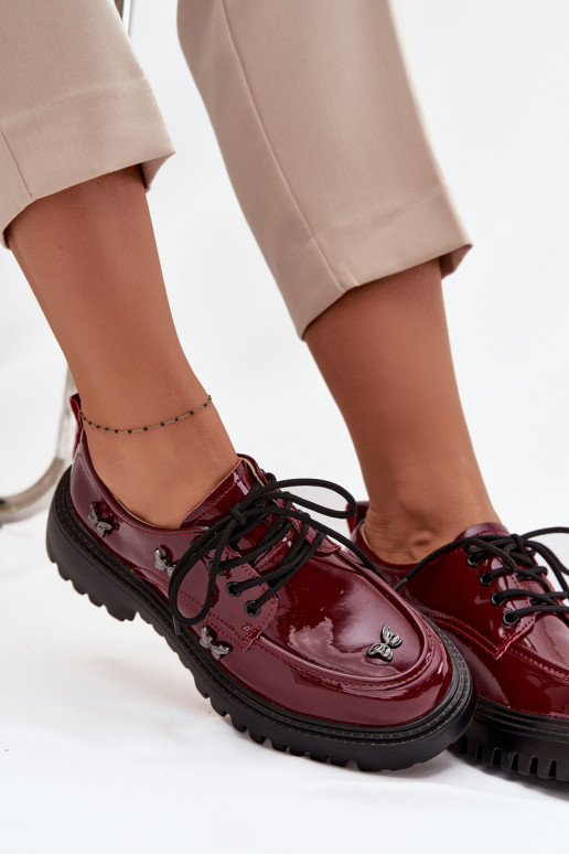 con effetto vernice Pelle scarpe FemminilePrzypinkami Artiker 57C0336 Borgogna