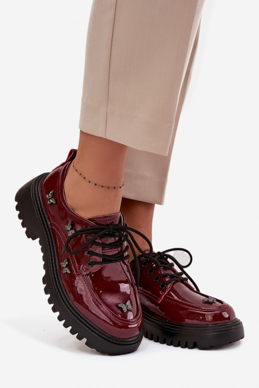 con effetto vernice Pelle scarpe FemminilePrzypinkami Artiker 57C0336 Borgogna