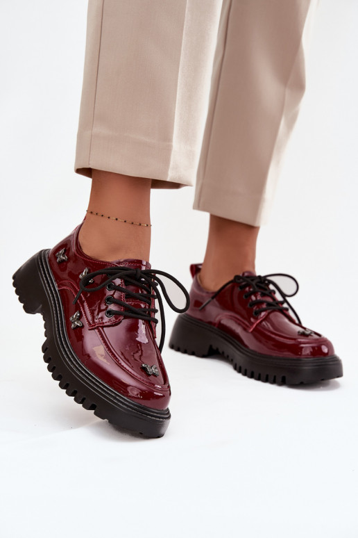 con effetto vernice Pelle scarpe FemminilePrzypinkami Artiker 57C0336 Borgogna