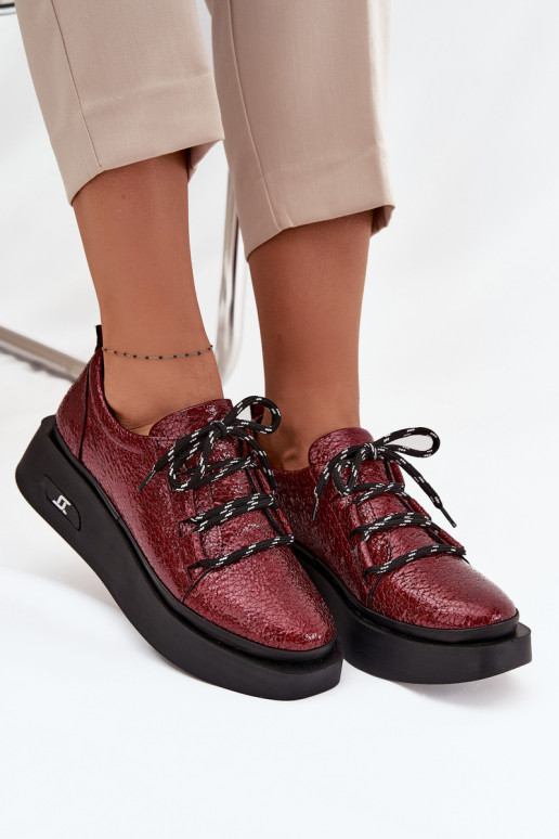 Stivaletti in vera pelle laccata Femminile con una piattaforma Artiker 57C2046 Borgogna