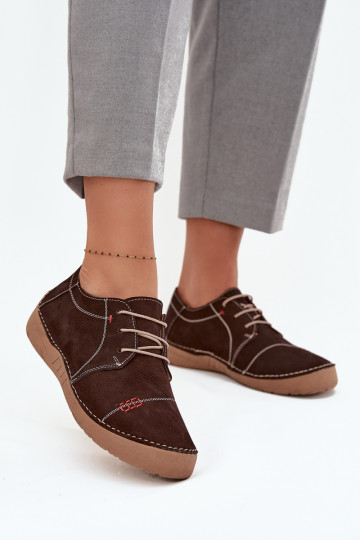 Pelle scarpe FemminilePrzeszyciami Artiker 57C2114 colore marrone 2