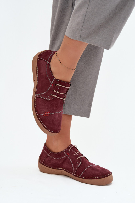 Pelle scarpe FemminilePrzeszyciami Artiker 57C2111 Borgogna