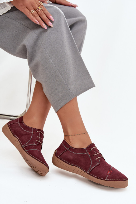 Pelle scarpe FemminilePrzeszyciami Artiker 57C2111 Borgogna