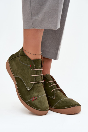 Pelle scarpe FemminilePrzeszyciami Al Castello Artiker 57C2119 colore verde