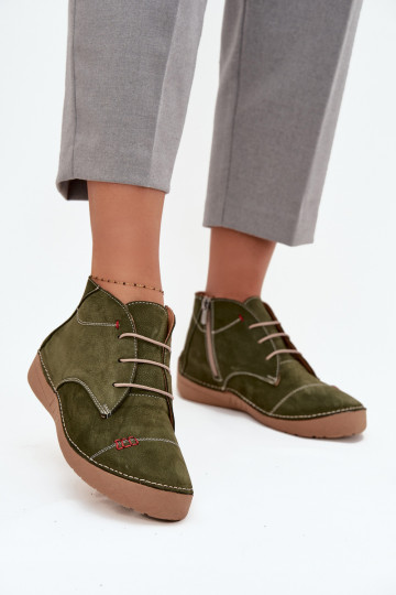 Pelle scarpe FemminilePrzeszyciami Al Castello Artiker 57C2119 colore verde 2