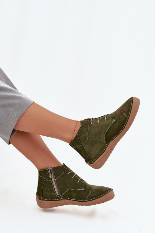 Pelle scarpe FemminilePrzeszyciami Al Castello Artiker 57C2119 colore verde