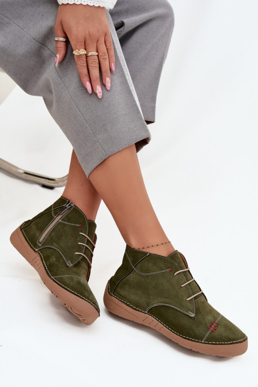 Pelle scarpe FemminilePrzeszyciami Al Castello Artiker 57C2119 colore verde