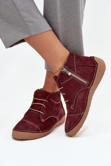 Pelle scarpe FemminilePrzeszyciami Al Castello Artiker 57C2116 Borgogna