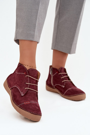 Pelle scarpe FemminilePrzeszyciami Al Castello Artiker 57C2116 Borgogna 2