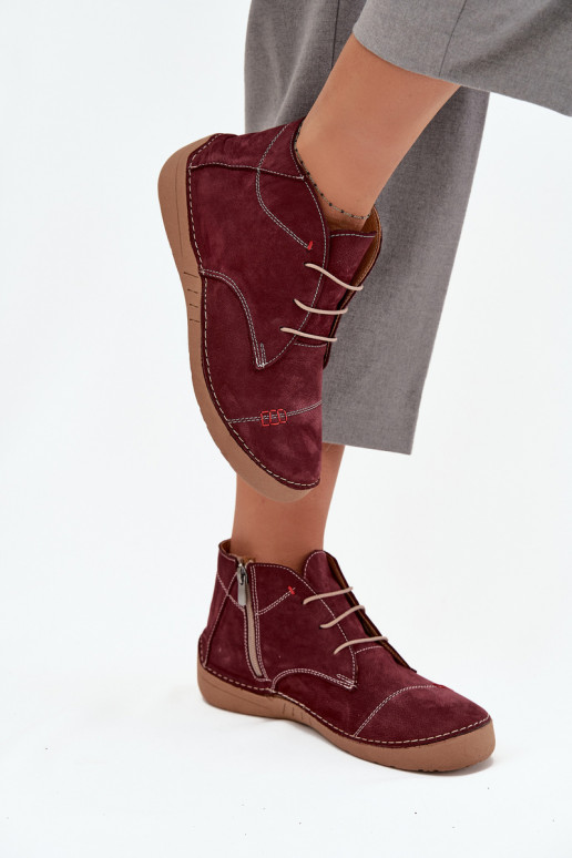 Pelle scarpe FemminilePrzeszyciami Al Castello Artiker 57C2116 Borgogna