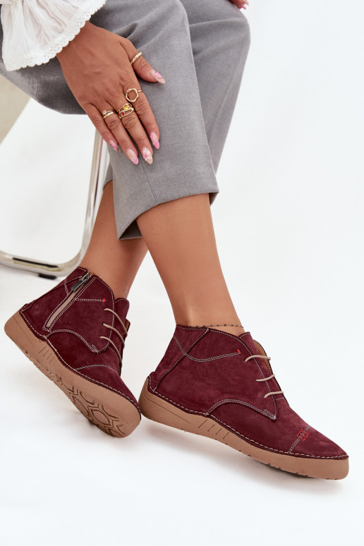 Pelle scarpe FemminilePrzeszyciami Al Castello Artiker 57C2116 Borgogna