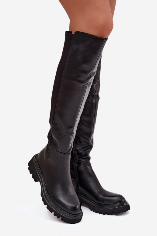 Stivali alti da donna in ecopelle, neri, Sylvina Stivali alti da donna in ecopelle, neri, Sylvina