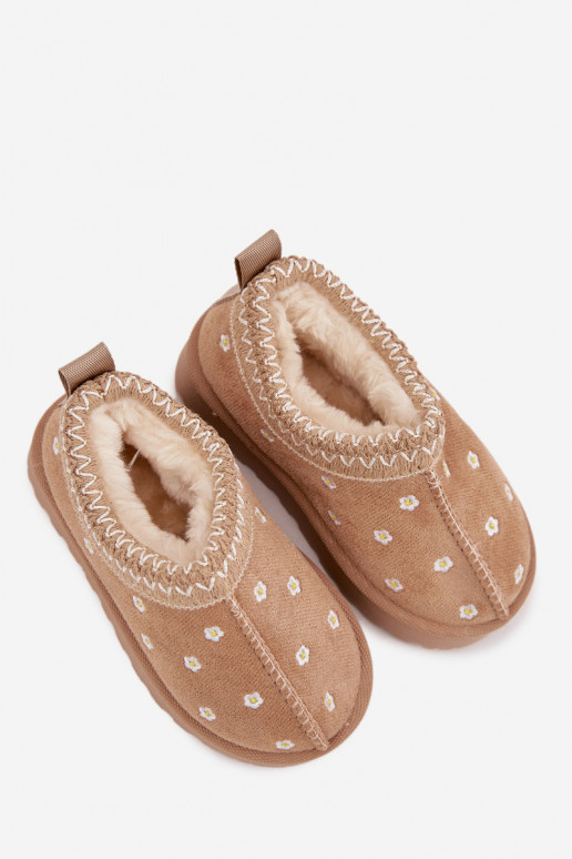 Stivali da neve Infantilecon motivi florealiuszkami riscaldamento con pelliccia all interno beige Palina Stivali da neve Infantilecon motivi florealiuszkami riscaldamento con pelliccia all interno beige Palina