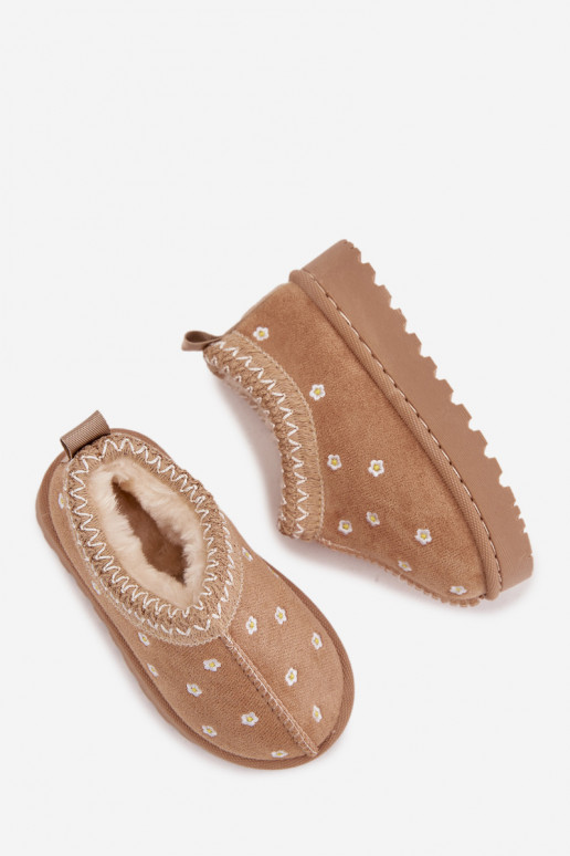 Stivali da neve Infantilecon motivi florealiuszkami riscaldamento con pelliccia all interno beige Palina Stivali da neve Infantilecon motivi florealiuszkami riscaldamento con pelliccia all interno beige Palina