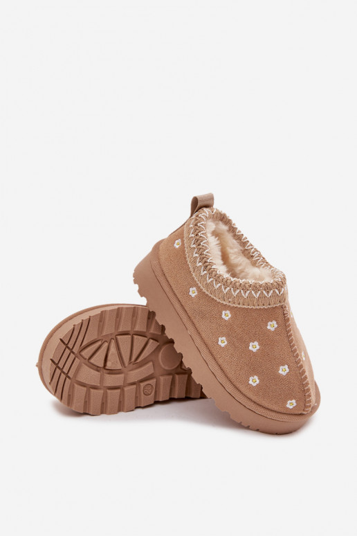 Stivali da neve Infantilecon motivi florealiuszkami riscaldamento con pelliccia all interno beige Palina Stivali da neve Infantilecon motivi florealiuszkami riscaldamento con pelliccia all interno beige Palina