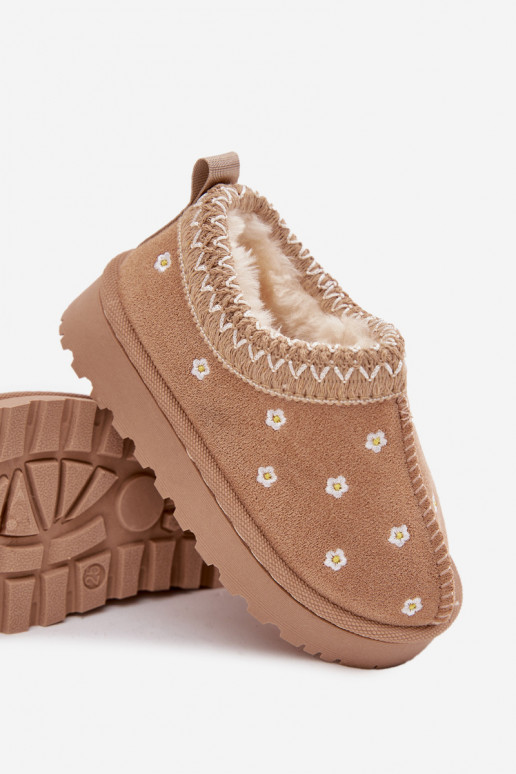 Stivali da neve Infantilecon motivi florealiuszkami riscaldamento con pelliccia all interno beige Palina Stivali da neve Infantilecon motivi florealiuszkami riscaldamento con pelliccia all interno beige Palina