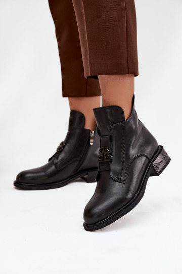 riscaldamento Pelle Stivali da donna Con decorazioni Detalem colore nero Briselda 2