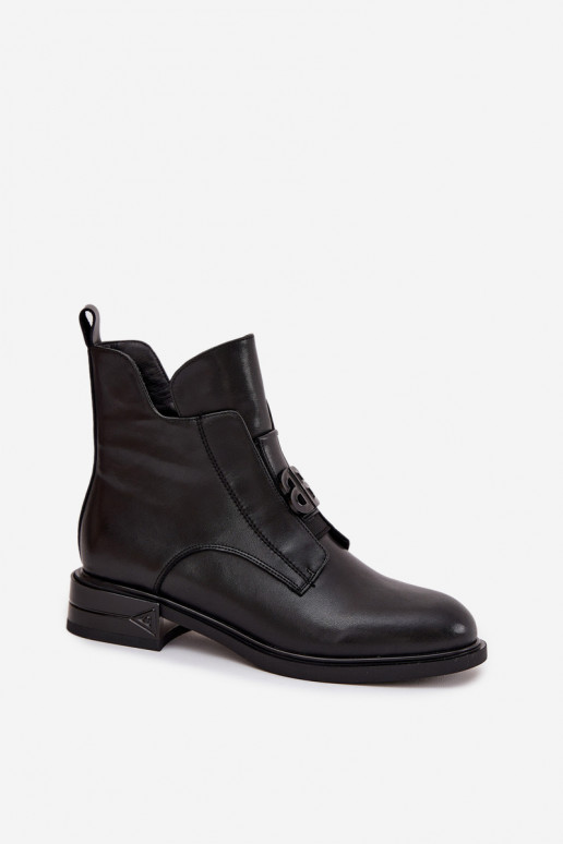 riscaldamento Pelle Stivali da donna Con decorazioni Detalem colore nero Briselda