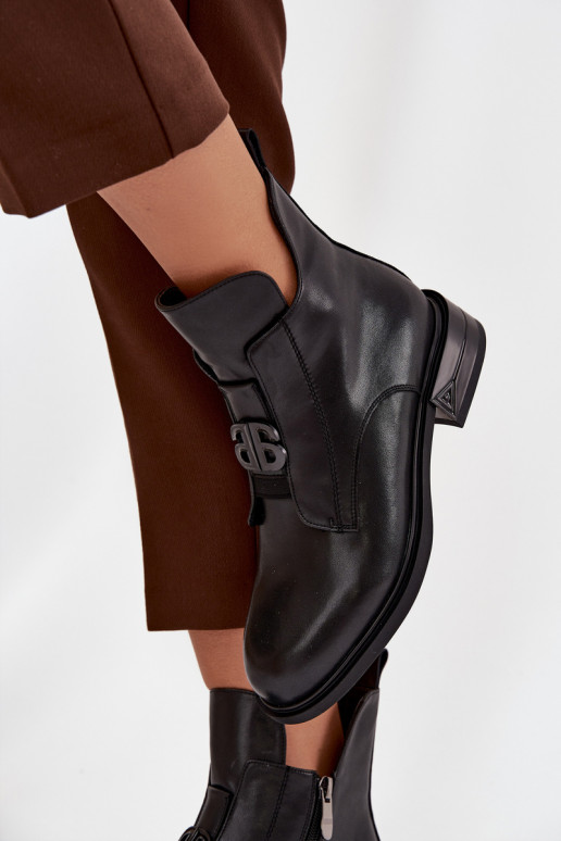 riscaldamento Pelle Stivali da donna Con decorazioni Detalem colore nero Briselda