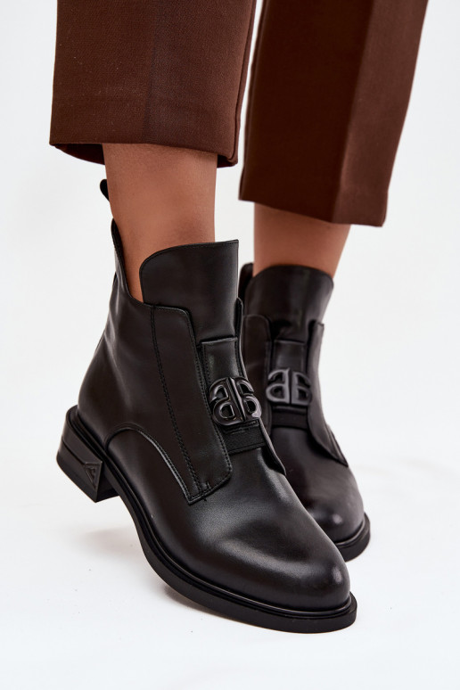 riscaldamento Pelle Stivali da donna Con decorazioni Detalem colore nero Briselda