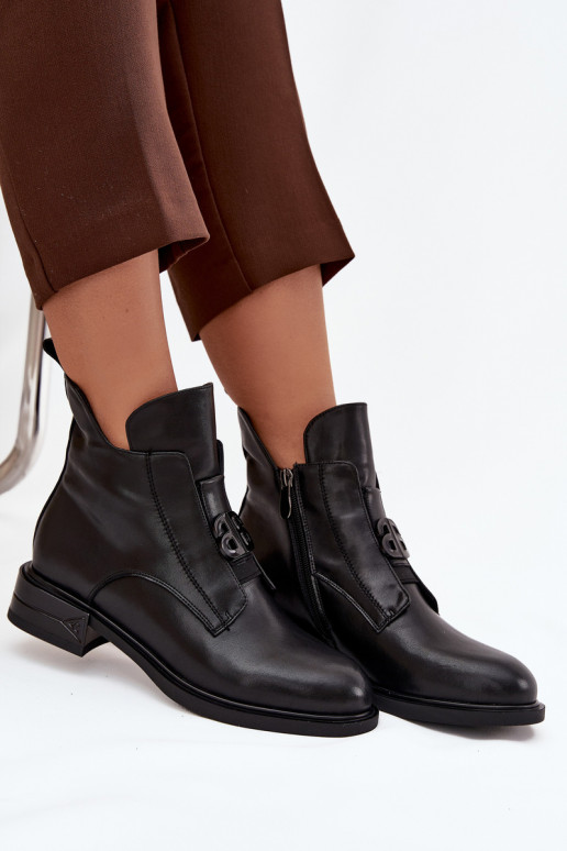 riscaldamento Pelle Stivali da donna Con decorazioni Detalem colore nero Briselda