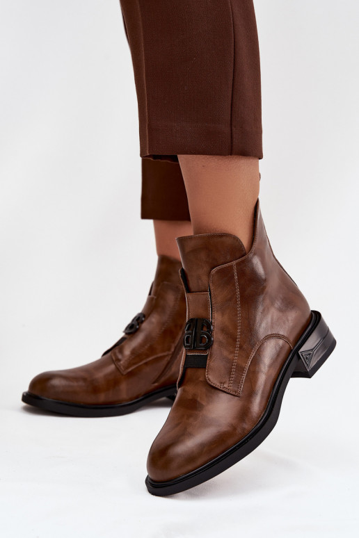 riscaldamento Pelle Stivali da donna Con decorazioni Detalem colore marrone Briselda