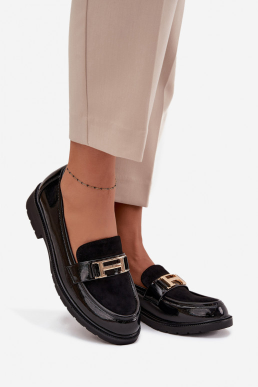 Mocassini laccati Femminile Ze colore doratom Detalem S.Barski HY52-545 colore nero