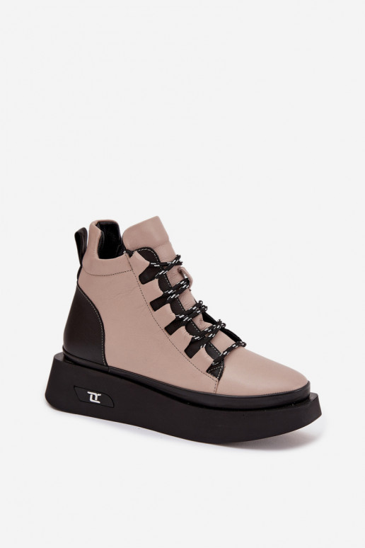 Pelle Stivali da donna con una piattaforma riscaldamento Artiker 55C0884 beige Pelle Stivali da donna con una piattaforma riscaldamento Artiker 55C0884 beige