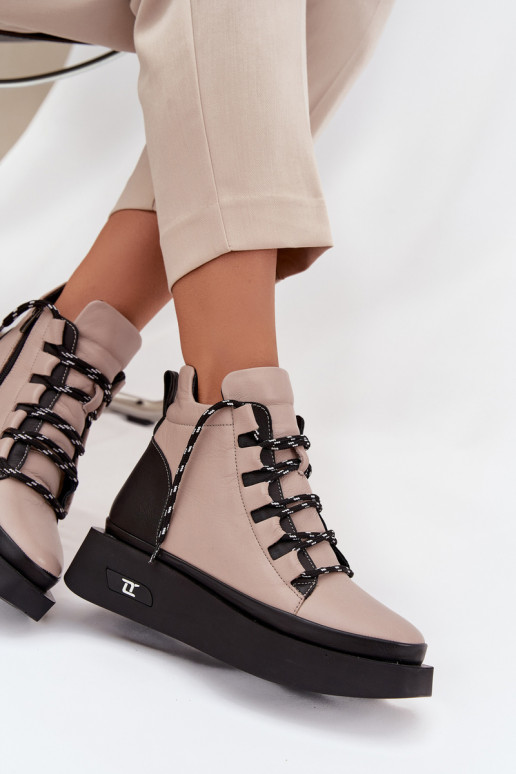 Pelle Stivali da donna con una piattaforma riscaldamento Artiker 55C0884 beige Pelle Stivali da donna con una piattaforma riscaldamento Artiker 55C0884 beige