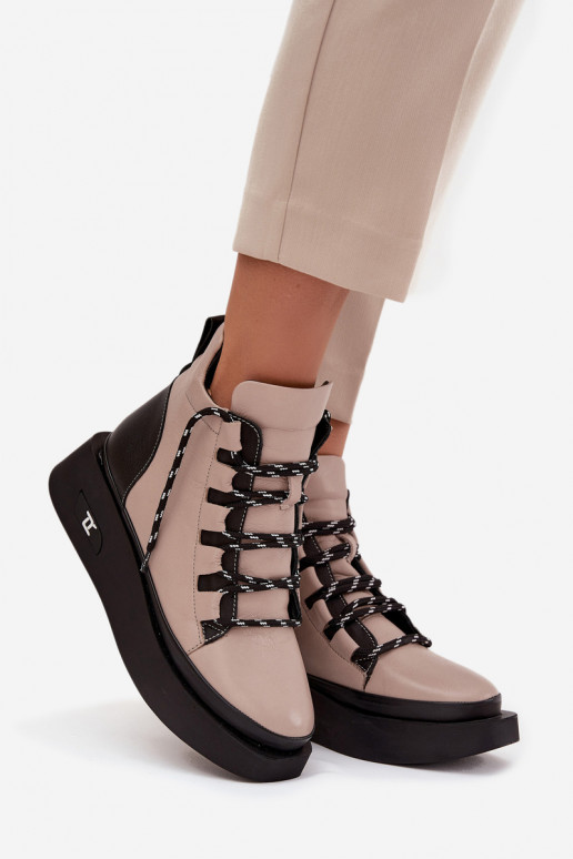 Pelle Stivali da donna con una piattaforma riscaldamento Artiker 55C0884 beige Pelle Stivali da donna con una piattaforma riscaldamento Artiker 55C0884 beige