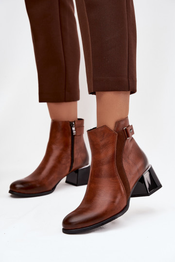 Pelle Stivali da donna con i tacchi riscaldamento Zazoo 60563 colore marrone 2