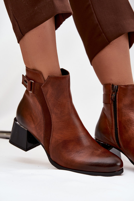 Pelle Stivali da donna con i tacchi riscaldamento Zazoo 60563 colore marrone