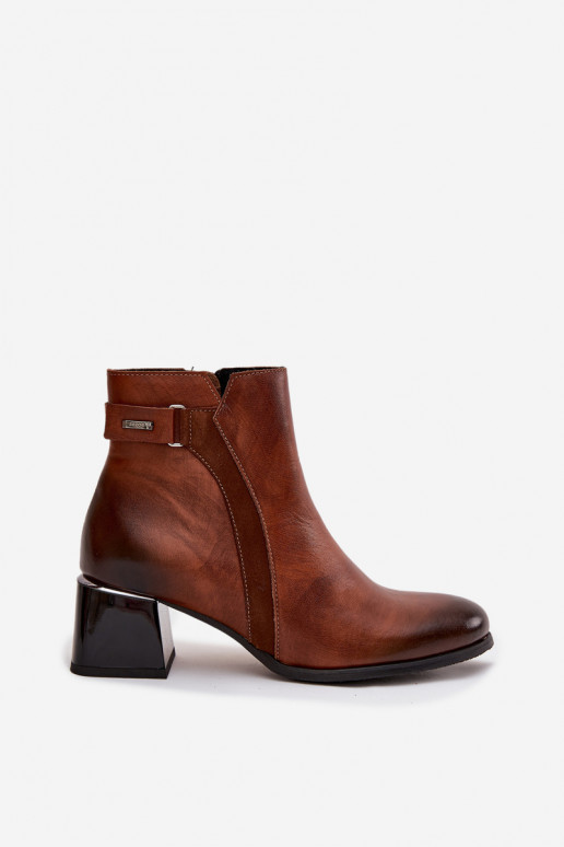 Pelle Stivali da donna con i tacchi riscaldamento Zazoo 60563 colore marrone