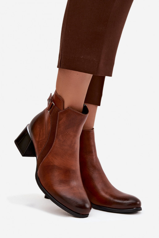 Pelle Stivali da donna con i tacchi riscaldamento Zazoo 60563 colore marrone