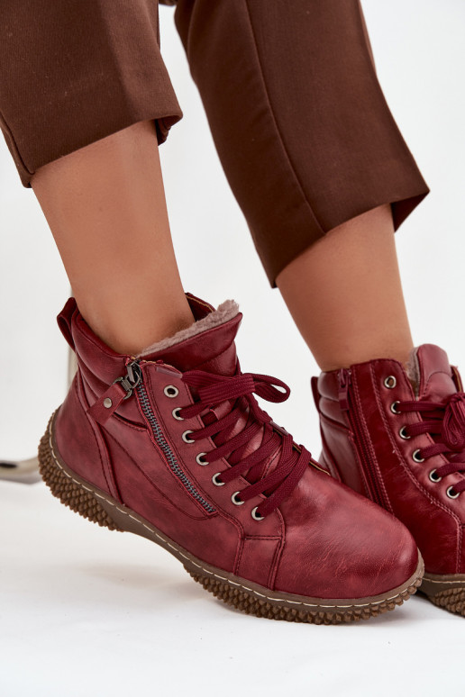 Stivali da donna riscaldamento con pelliccia all interno in ecopelle Borgogna Ulverina