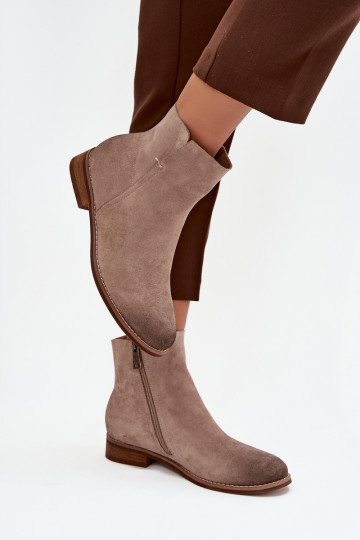 Stivali da donna con tacchi larghi Vinceza 39961 beige