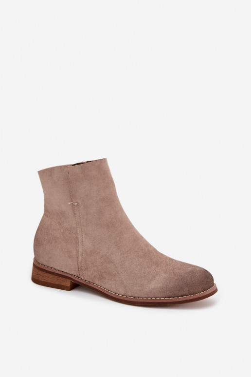 Stivali da donna con tacchi larghi Vinceza 39961 beige