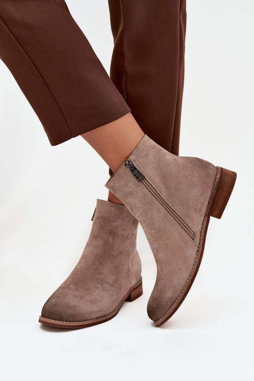 Stivali da donna con tacchi larghi Vinceza 39961 beige