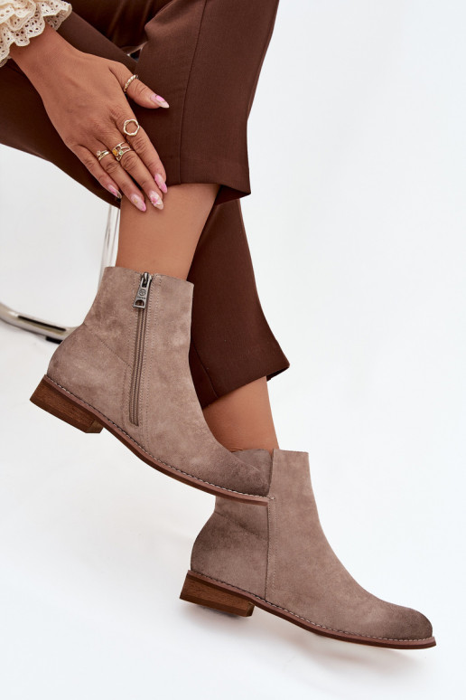 Stivali da donna con tacchi larghi Vinceza 39961 beige