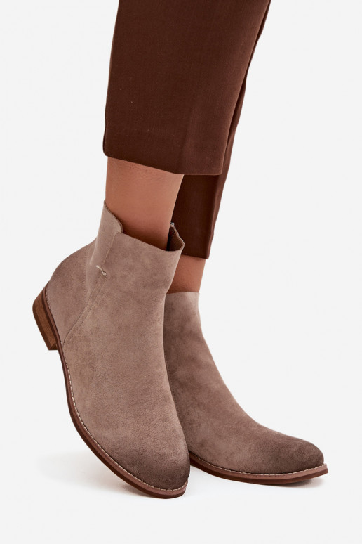 Stivali da donna con tacchi larghi Vinceza 39961 beige