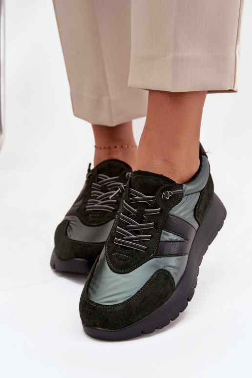 Scarpe modello sneakers Femminile con una piattaforma Vinceza 58561 colore kaki