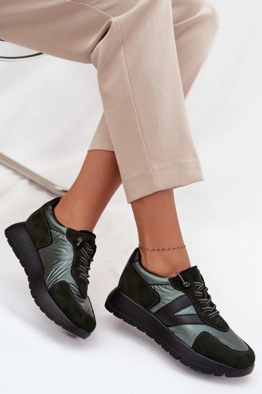 Scarpe modello sneakers Femminile con una piattaforma Vinceza 58561 colore kaki